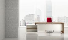 Manažerský nábytek - čelní pohled na manažerský stůl Gemini wood